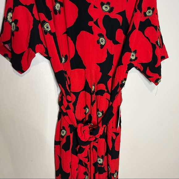 NWT ELOQUII WIDE LEG FLORAL RED JUMPSUIT SIZE 14 - Picture 5 of 12